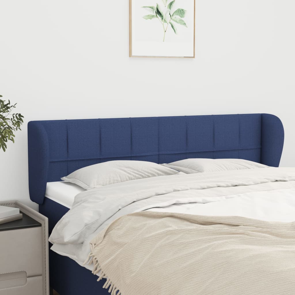 Hoofdbord met randen 147x23x78/88 cm stof blauw is nu te koop bij PeponiXL, paradijselijk wonen!