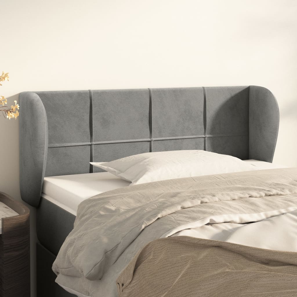 Hoofdbord met randen 93x23x78/88 cm fluweel lichtgrijs is nu te koop bij PeponiXL, paradijselijk wonen!