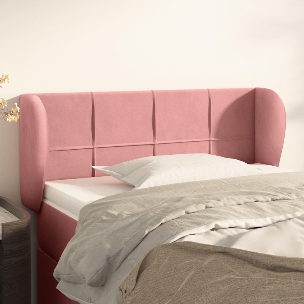 Hoofdbord met randen 93x23x78/88 cm fluweel roze is nu te koop bij PeponiXL, paradijselijk wonen!