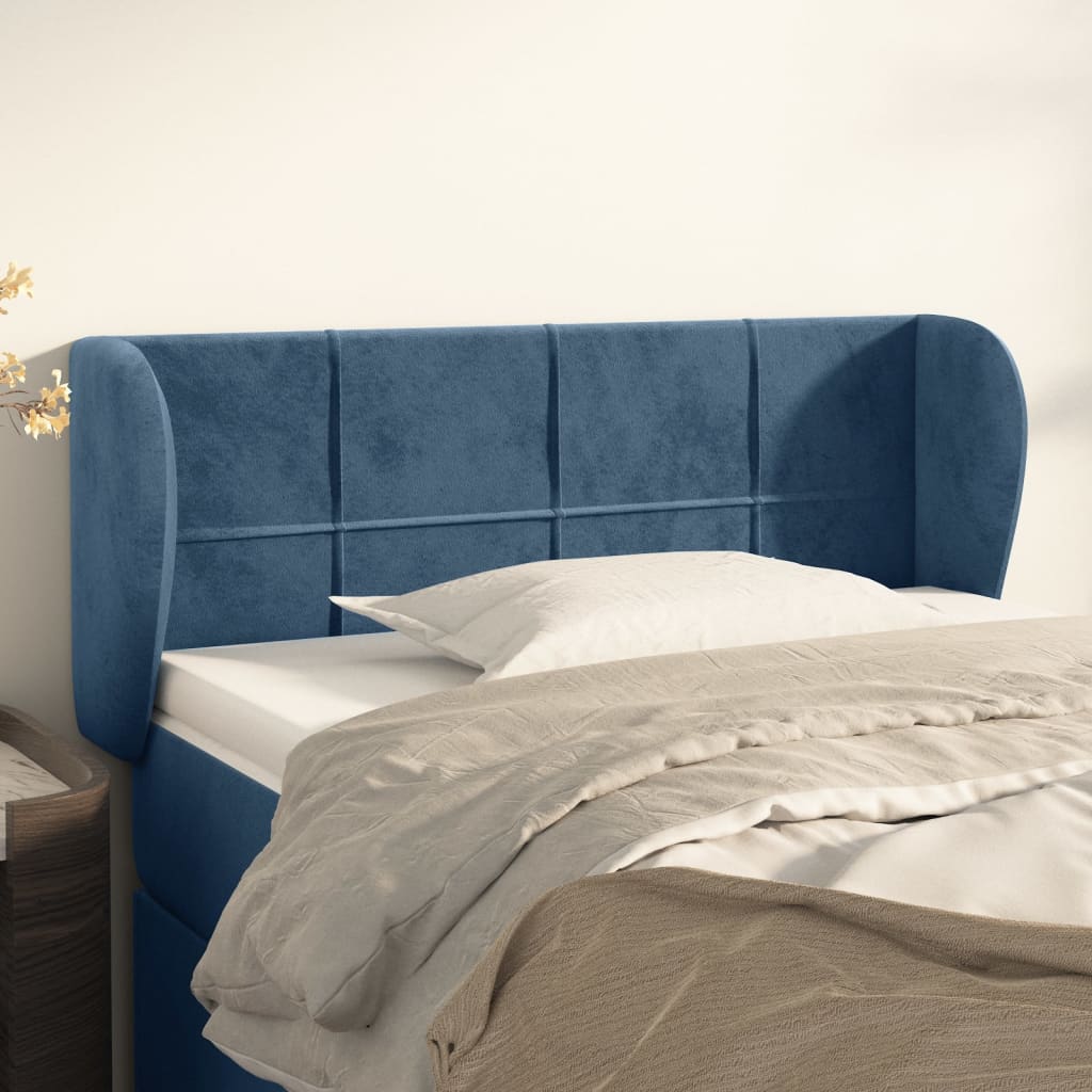 Hoofdbord met randen 103x23x78/88 cm fluweel donkerblauw is nu te koop bij PeponiXL, paradijselijk wonen!