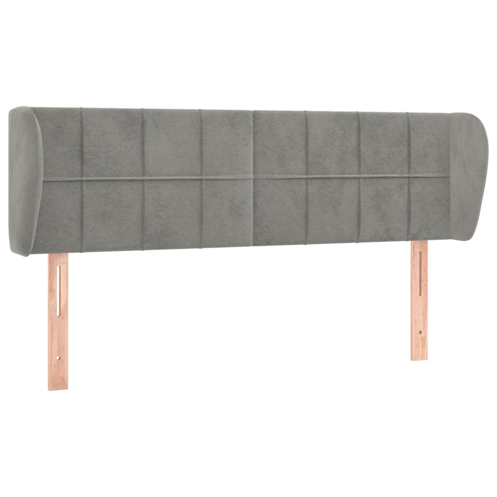 Hoofdbord met randen 147x23x78/88 cm fluweel lichtgrijs is nu te koop bij PeponiXL, paradijselijk wonen!