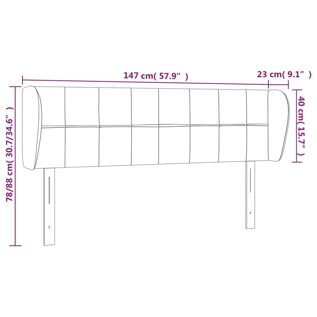 Hoofdbord met randen 147x23x78/88 cm fluweel lichtgrijs is nu te koop bij PeponiXL, paradijselijk wonen!