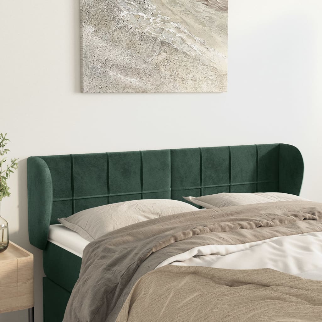 Hoofdbord met randen 147x23x78/88 cm fluweel donkergroen is nu te koop bij PeponiXL, paradijselijk wonen!