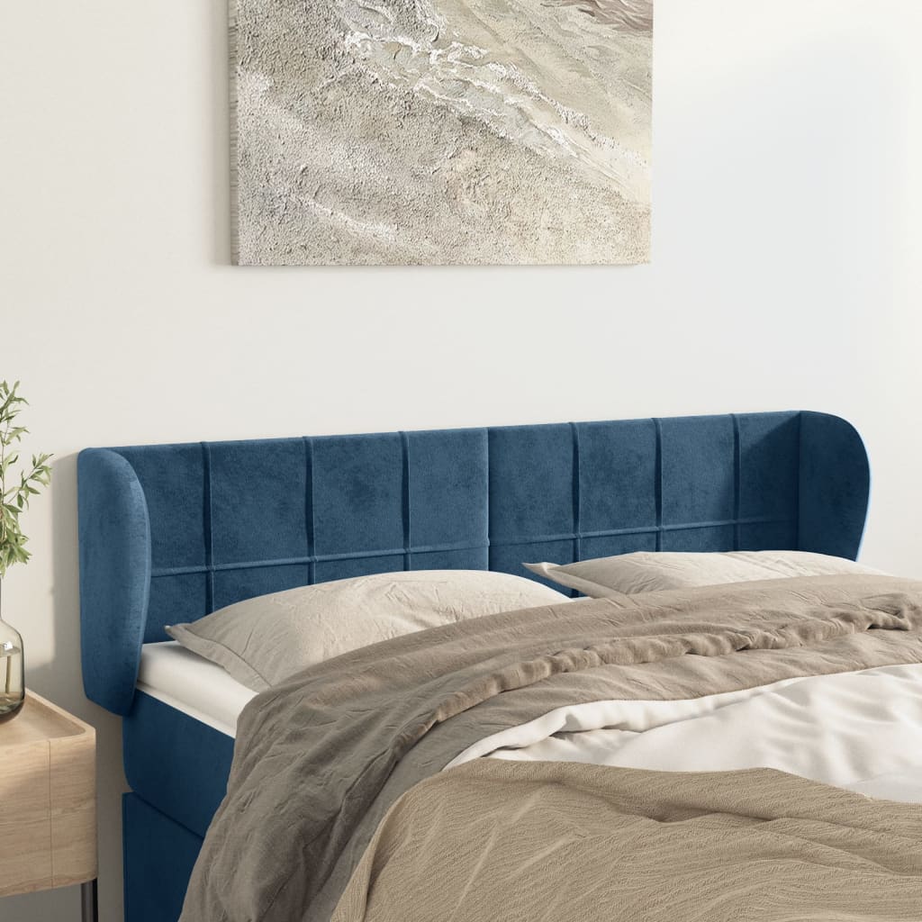 Hoofdbord met randen 147x23x78/88 cm fluweel donkerblauw is nu te koop bij PeponiXL, paradijselijk wonen!