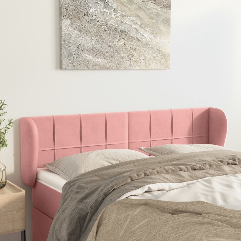 Hoofdbord met randen 147x23x78/88 cm fluweel roze is nu te koop bij PeponiXL, paradijselijk wonen!