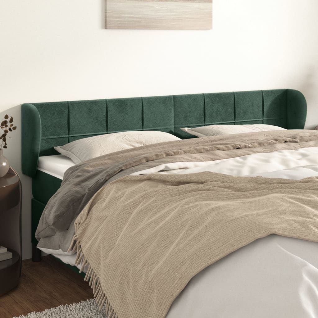 Hoofdbord met randen 163x23x78/88 cm fluweel donkergroen is nu te koop bij PeponiXL, paradijselijk wonen!