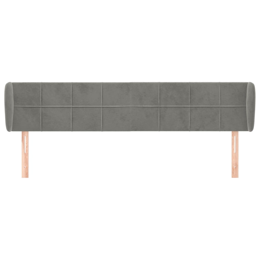 Hoofdbord met randen 183x23x78/88 cm fluweel lichtgrijs is nu te koop bij PeponiXL, paradijselijk wonen!