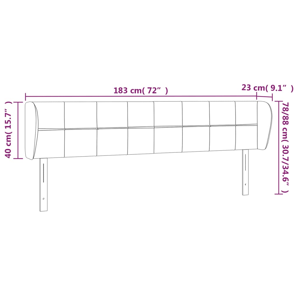 Hoofdbord met randen 183x23x78/88 cm fluweel lichtgrijs is nu te koop bij PeponiXL, paradijselijk wonen!