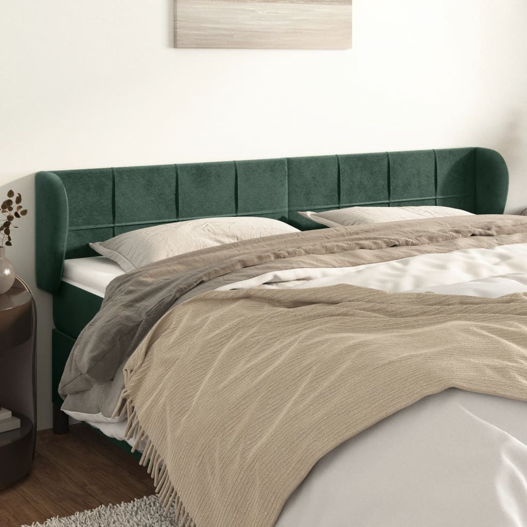Hoofdbord met randen 183x23x78/88 cm fluweel donkergroen is nu te koop bij PeponiXL, paradijselijk wonen!