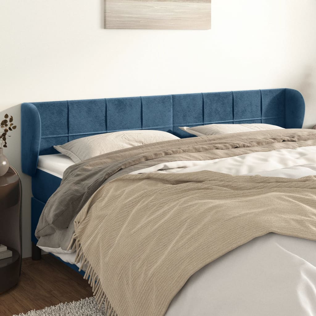 Hoofdbord met randen 183x23x78/88 cm fluweel donkerblauw is nu te koop bij PeponiXL, paradijselijk wonen!
