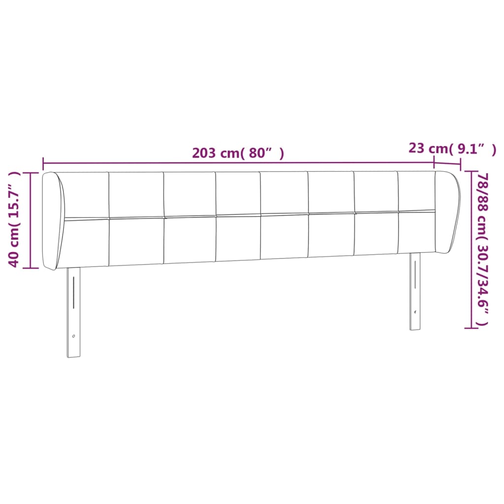 Hoofdbord met randen 203x23x78/88 cm fluweel roze is nu te koop bij PeponiXL, paradijselijk wonen!