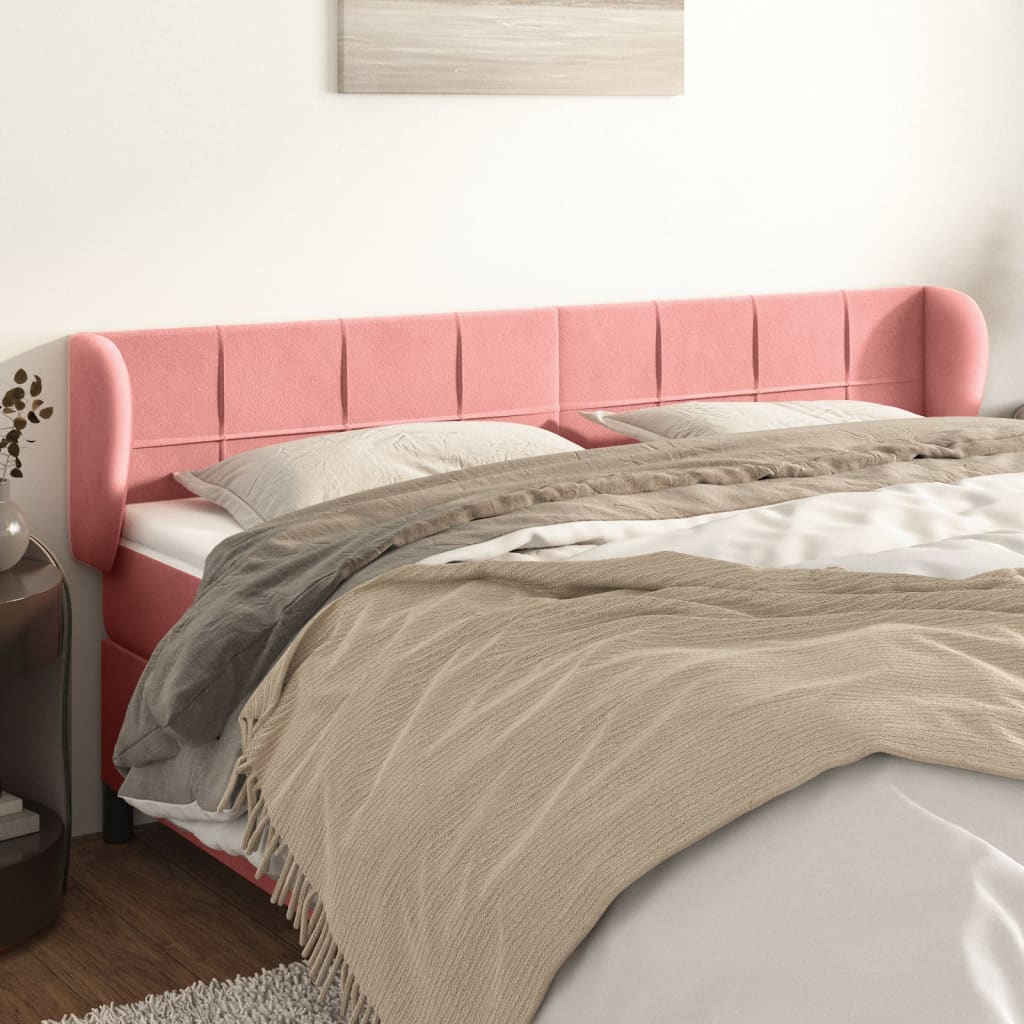 Hoofdbord met randen 203x23x78/88 cm fluweel roze is nu te koop bij PeponiXL, paradijselijk wonen!