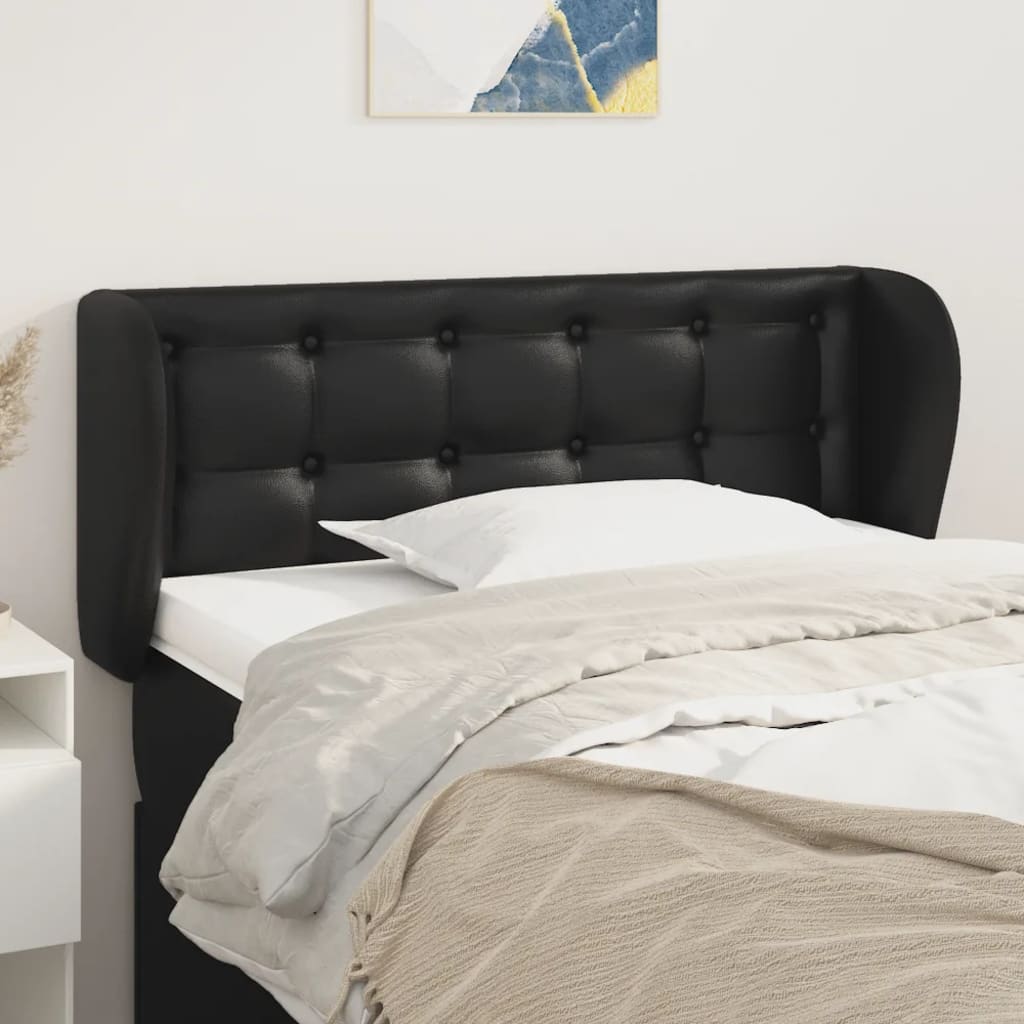 Hoofdbord met randen 83x23x78/88 cm kunstleer zwart is nu te koop bij PeponiXL, paradijselijk wonen!