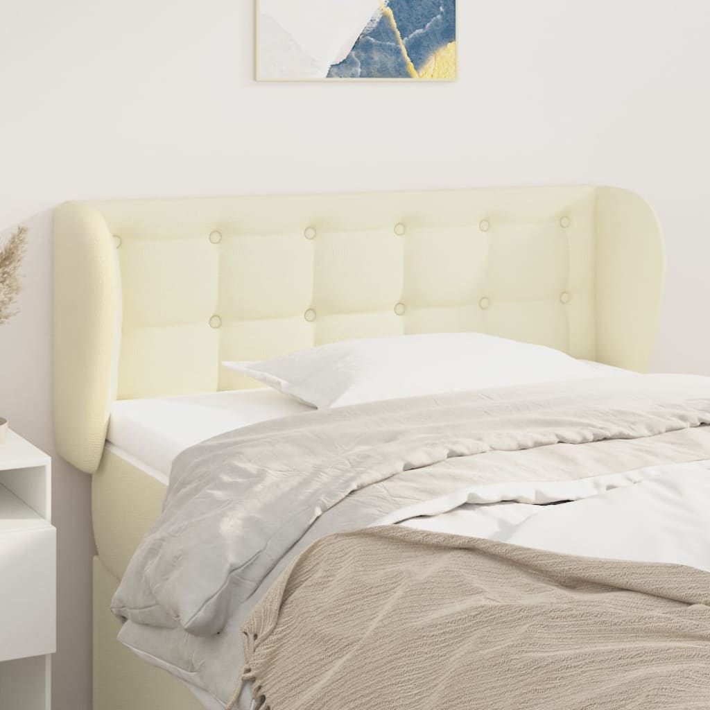 Hoofdbord met randen 83x23x78/88 cm kunstleer crèmekleurig is nu te koop bij PeponiXL, paradijselijk wonen!