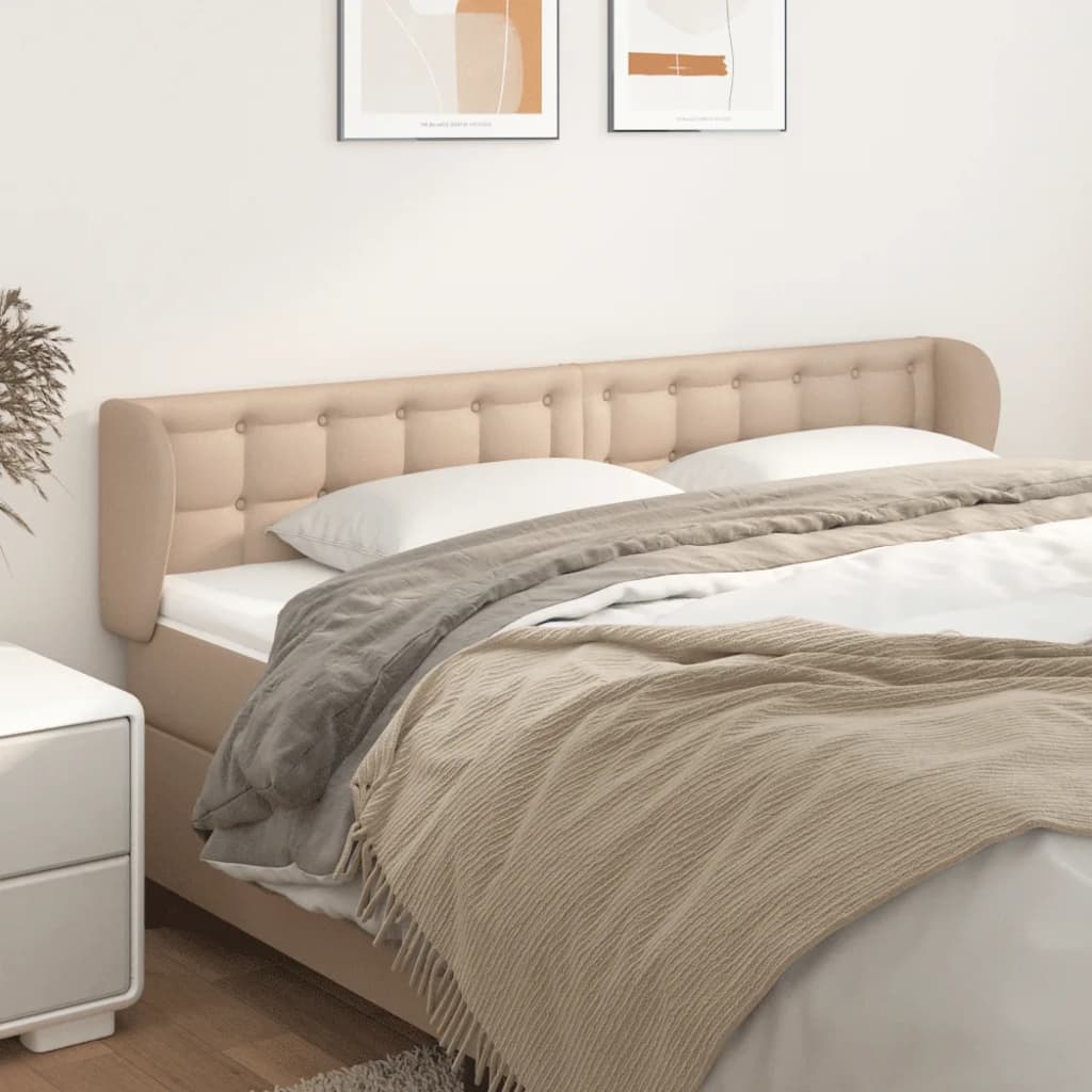 Hoofdbord met randen 183x23x78/88 cm kunstleer cappuccinokleur is nu te koop bij PeponiXL, paradijselijk wonen!