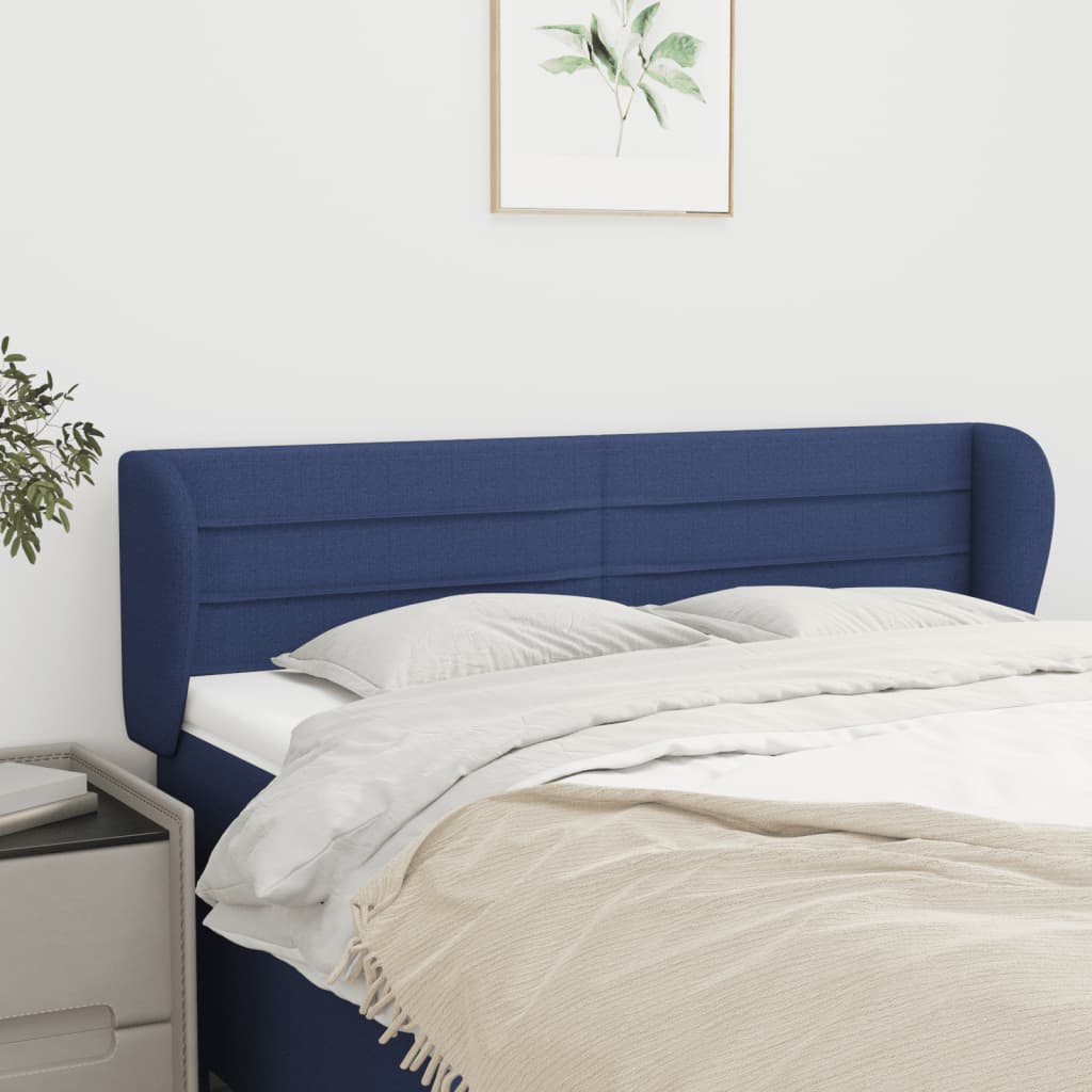 Hoofdbord met randen 147x23x78/88 cm stof blauw is nu te koop bij PeponiXL, paradijselijk wonen!