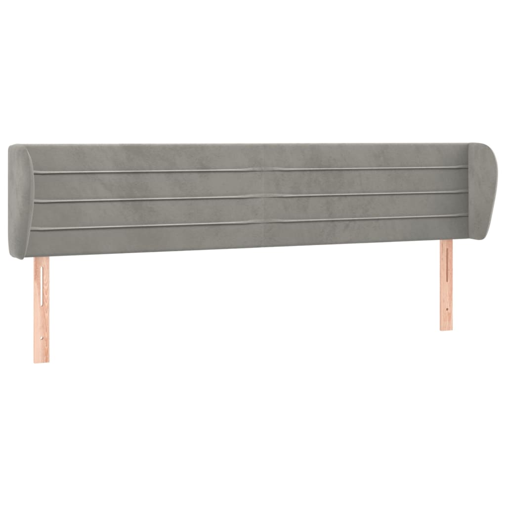 Hoofdbord met randen 203x23x78/88 cm fluweel lichtgrijs is nu te koop bij PeponiXL, paradijselijk wonen!