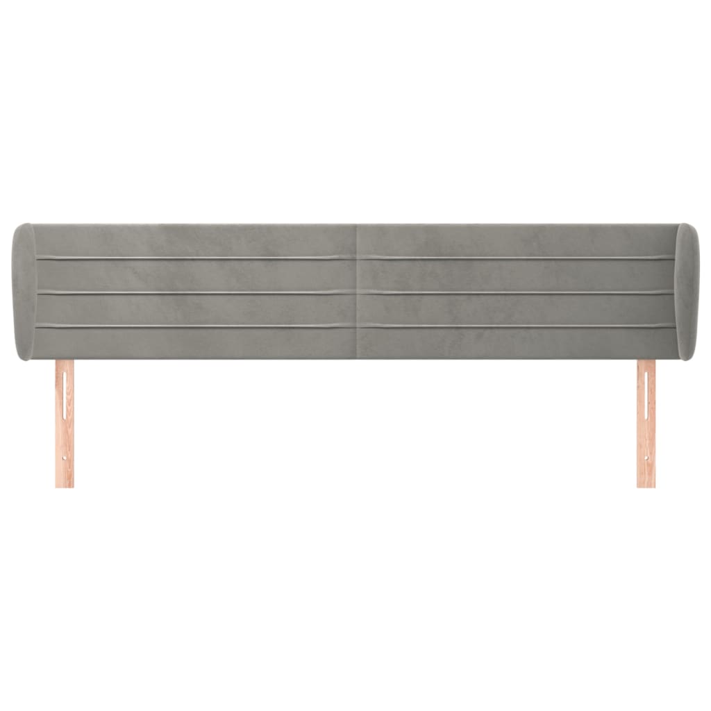 Hoofdbord met randen 203x23x78/88 cm fluweel lichtgrijs is nu te koop bij PeponiXL, paradijselijk wonen!