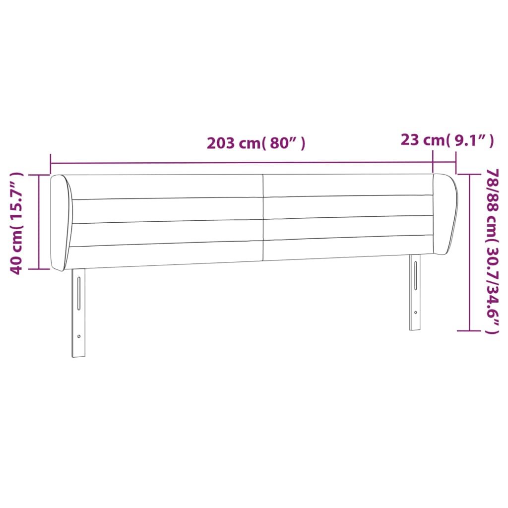 Hoofdbord met randen 203x23x78/88 cm fluweel lichtgrijs is nu te koop bij PeponiXL, paradijselijk wonen!