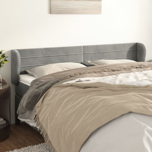 Hoofdbord met randen 203x23x78/88 cm fluweel lichtgrijs is nu te koop bij PeponiXL, paradijselijk wonen!