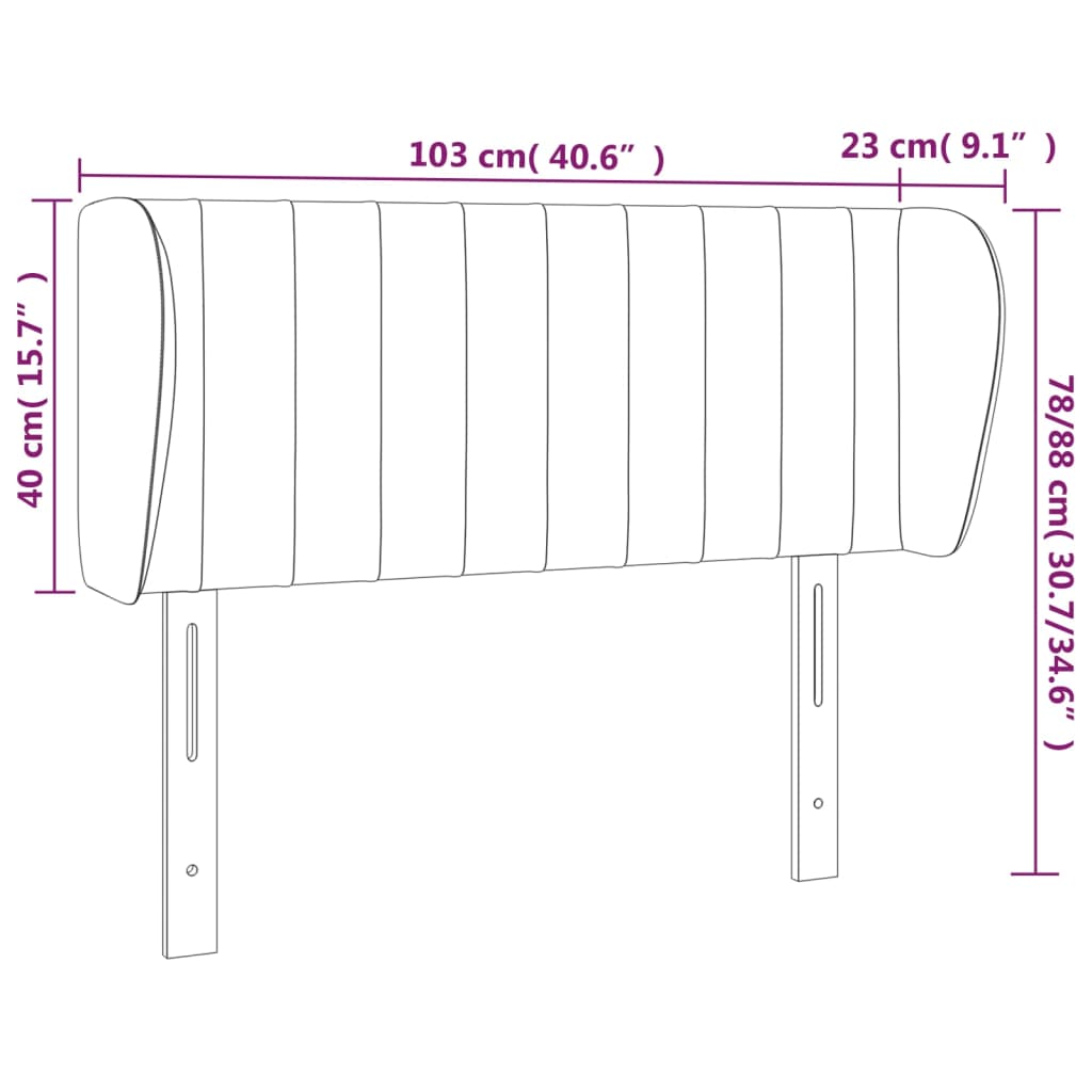 Hoofdbord met randen 103x23x78/88 cm stof crèmekleurig is nu te koop bij PeponiXL, paradijselijk wonen!