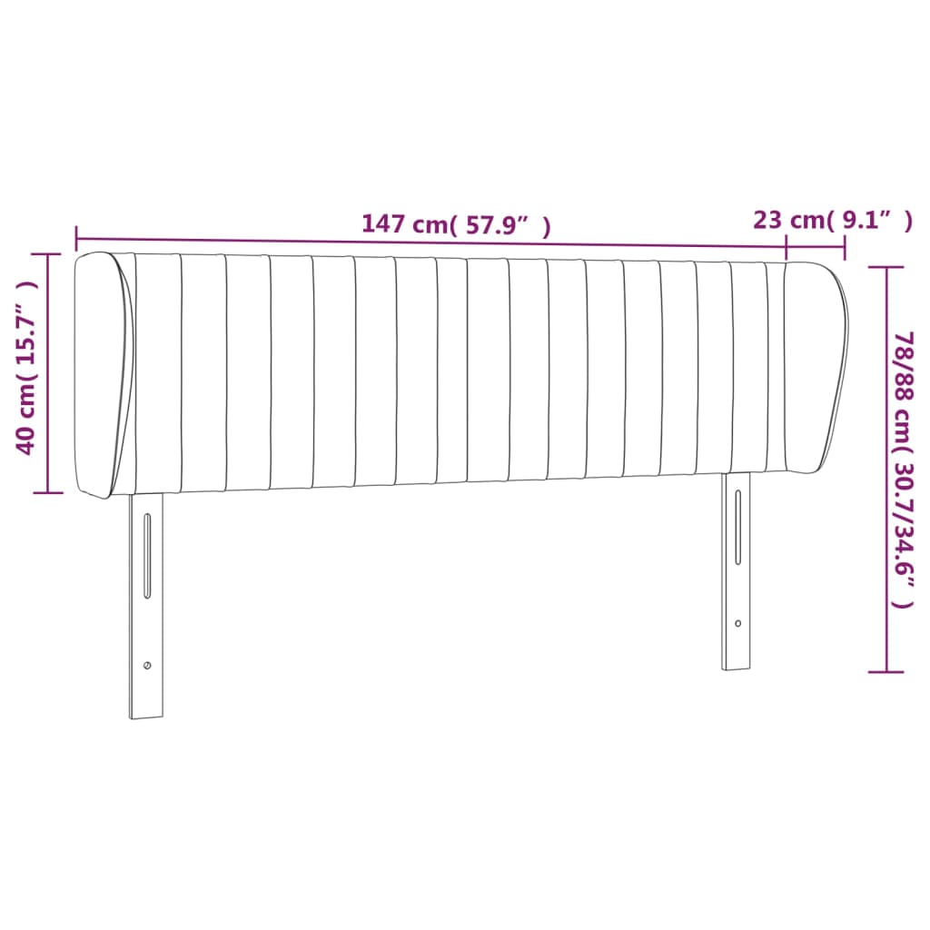 Hoofdbord met randen 147x23x78/88 cm stof zwart is nu te koop bij PeponiXL, paradijselijk wonen!