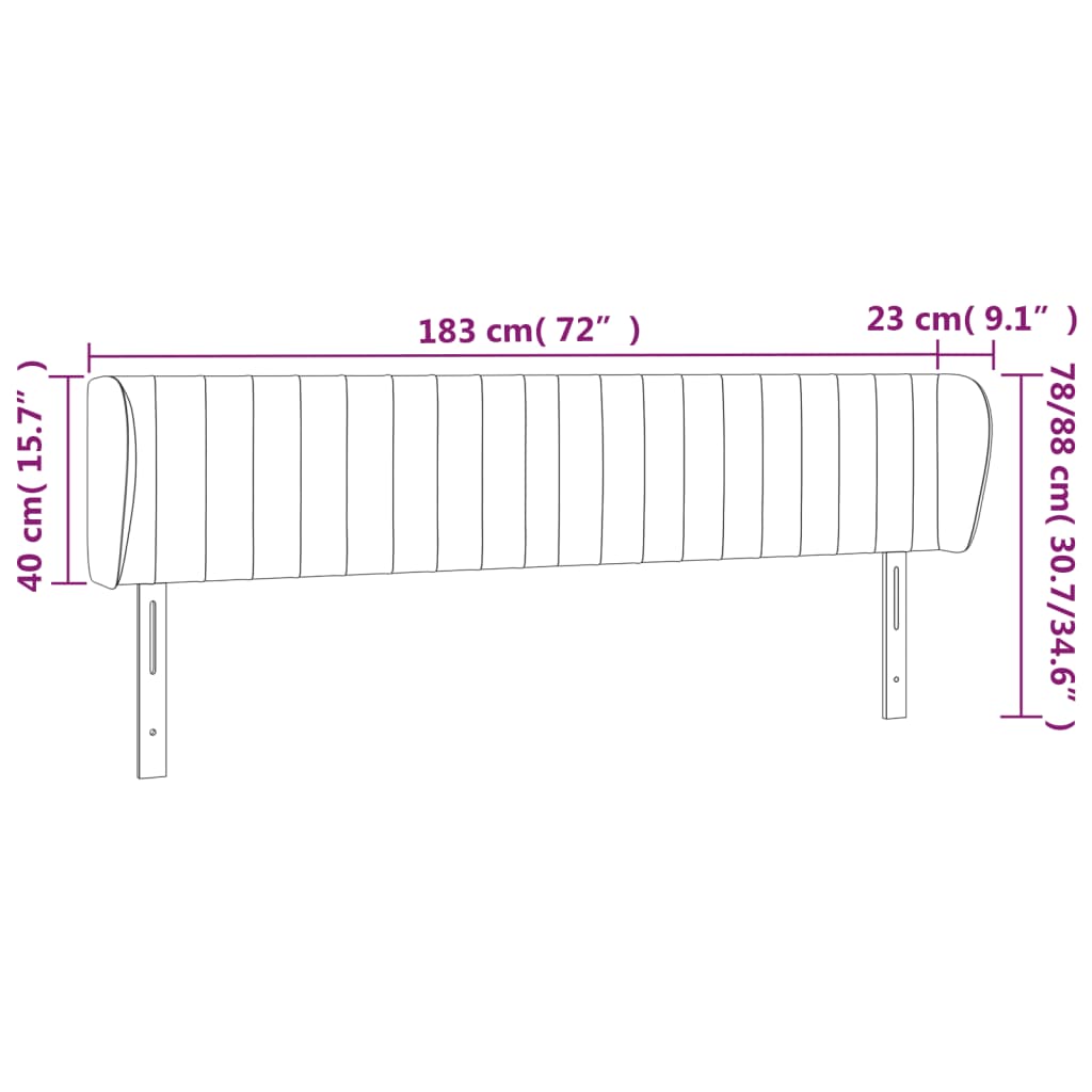 Hoofdbord met randen 183x23x78/88 cm stof lichtgrijs is nu te koop bij PeponiXL, paradijselijk wonen!