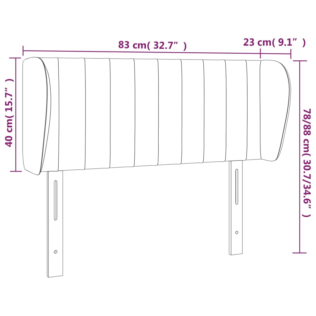 Hoofdbord met randen 83x23x78/88 cm fluweel lichtgrijs is nu te koop bij PeponiXL, paradijselijk wonen!