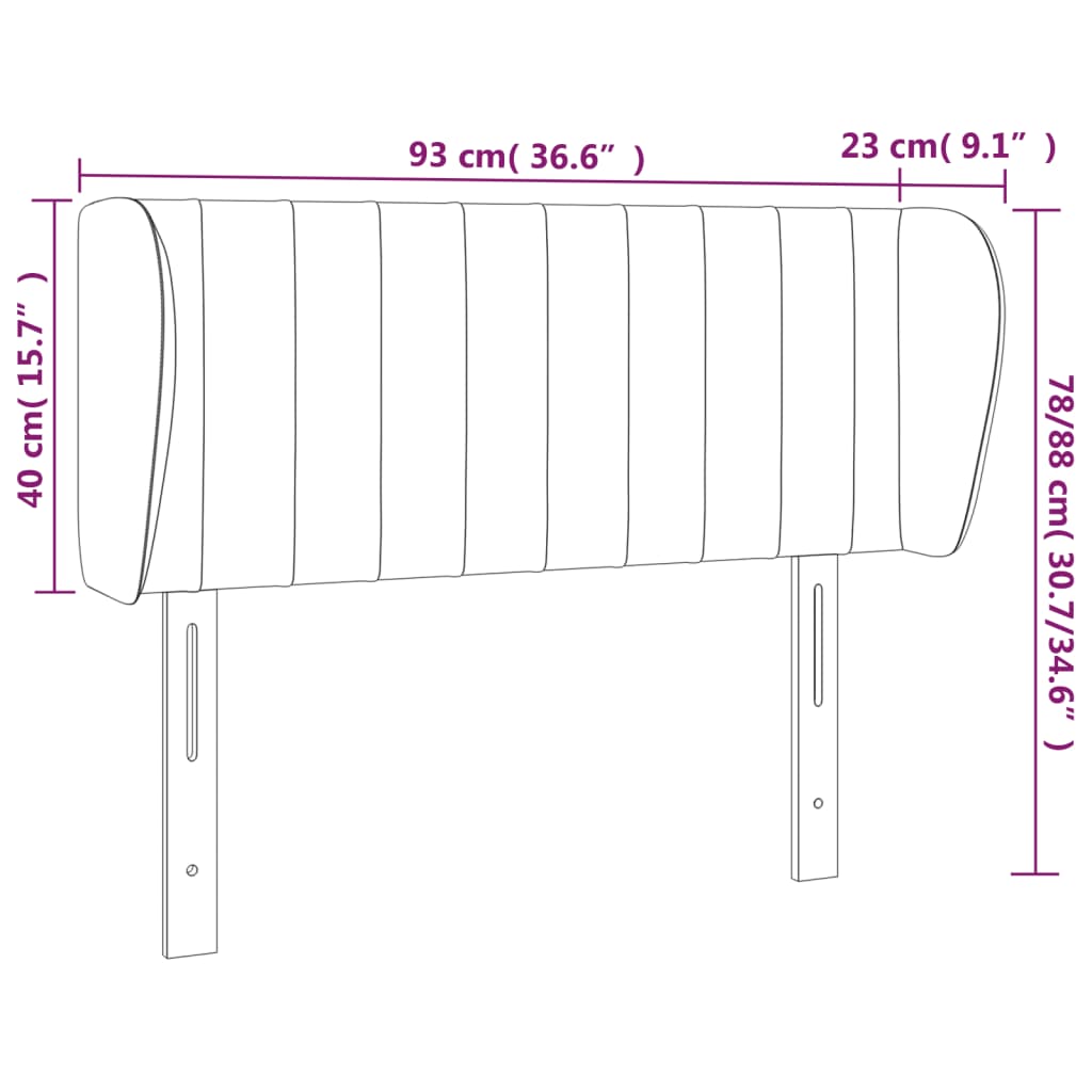 Hoofdbord met randen 93x23x78/88 cm fluweel lichtgrijs is nu te koop bij PeponiXL, paradijselijk wonen!
