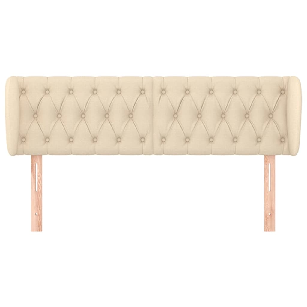 Hoofdbord met randen 147x23x78/88 cm stof crèmekleurig is nu te koop bij PeponiXL, paradijselijk wonen!