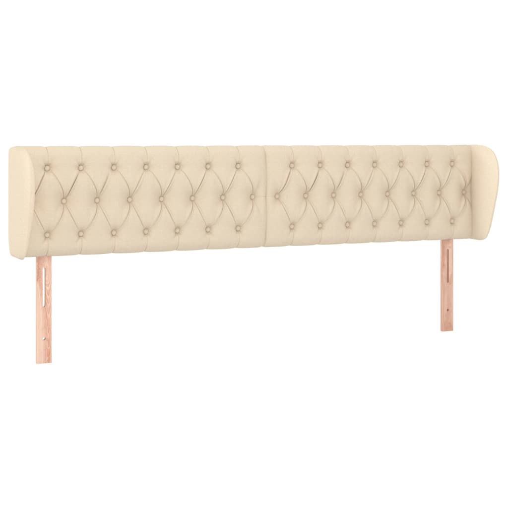 Hoofdbord met randen 183x23x78/88 cm stof crèmekleurig is nu te koop bij PeponiXL, paradijselijk wonen!