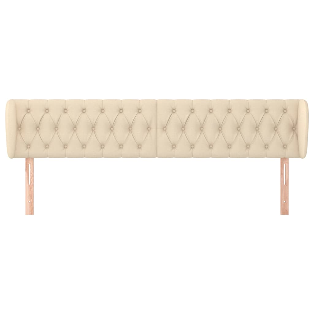 Hoofdbord met randen 203x23x78/88 cm stof crèmekleurig is nu te koop bij PeponiXL, paradijselijk wonen!