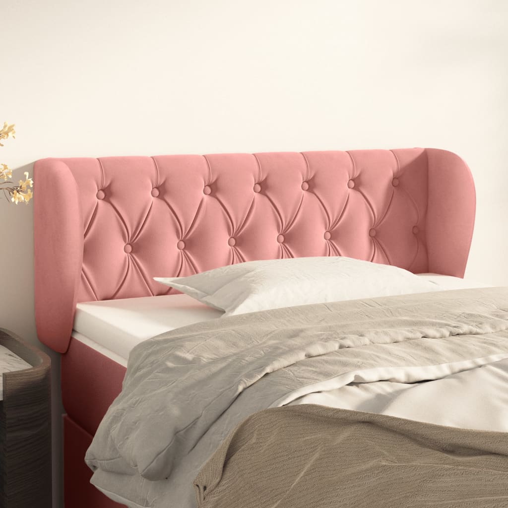 Hoofdbord met randen 93x23x78/88 cm fluweel roze is nu te koop bij PeponiXL, paradijselijk wonen!