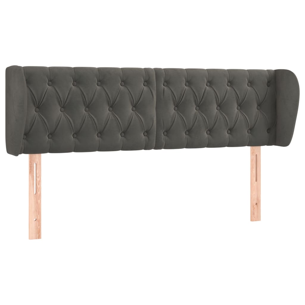 Hoofdbord met randen 147x23x78/88 cm fluweel donkergrijs is nu te koop bij PeponiXL, paradijselijk wonen!