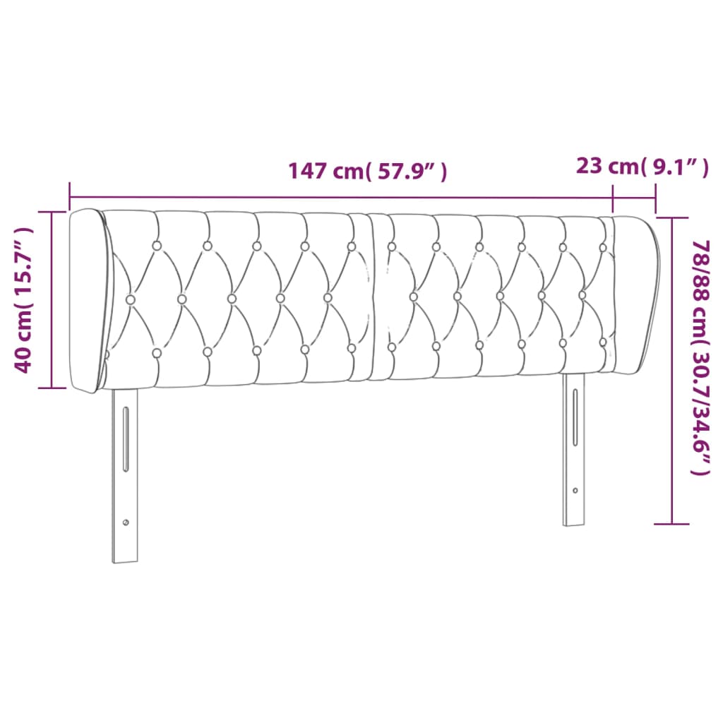 Hoofdbord met randen 147x23x78/88 cm fluweel donkergrijs is nu te koop bij PeponiXL, paradijselijk wonen!