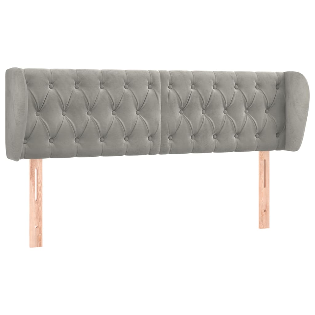 Hoofdbord met randen 163x23x78/88 cm fluweel lichtgrijs is nu te koop bij PeponiXL, paradijselijk wonen!