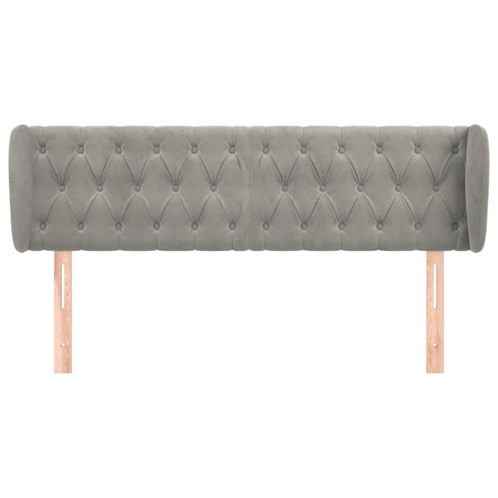 Hoofdbord met randen 163x23x78/88 cm fluweel lichtgrijs is nu te koop bij PeponiXL, paradijselijk wonen!