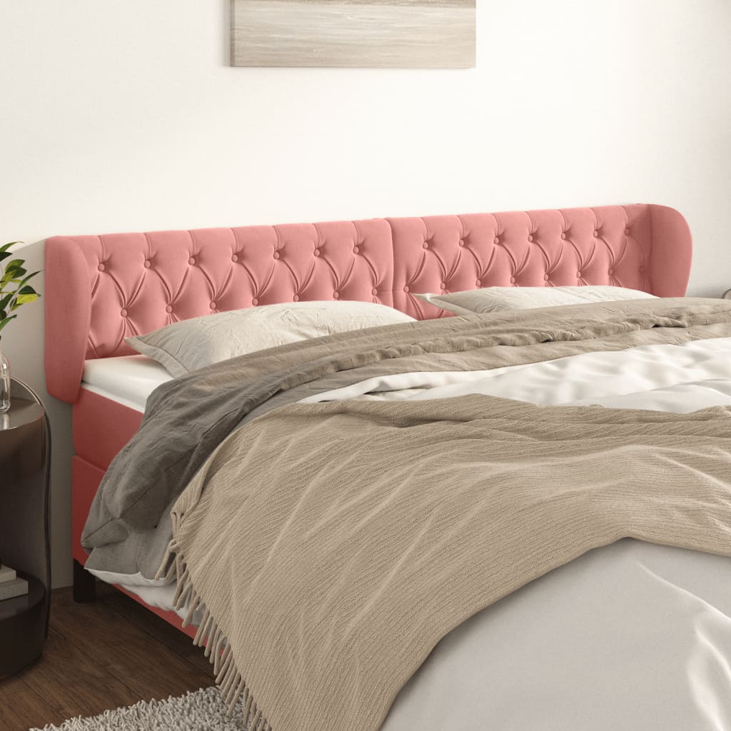 Hoofdbord met randen 183x23x78/88 cm fluweel roze is nu te koop bij PeponiXL, paradijselijk wonen!