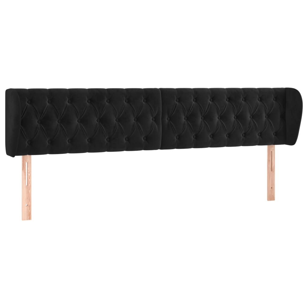 Hoofdbord met randen 203x23x78/88 cm fluweel zwart is nu te koop bij PeponiXL, paradijselijk wonen!