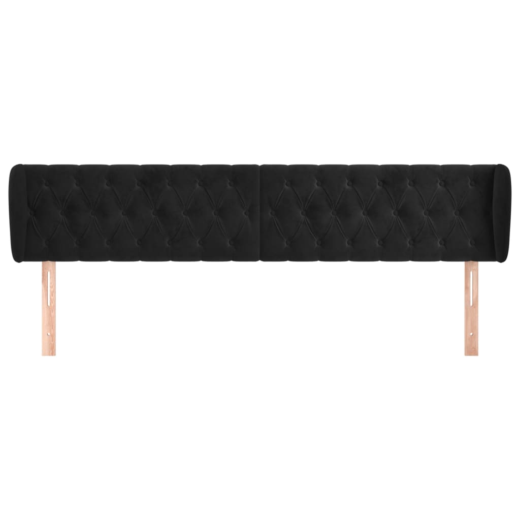 Hoofdbord met randen 203x23x78/88 cm fluweel zwart is nu te koop bij PeponiXL, paradijselijk wonen!