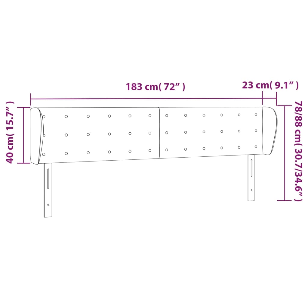 Hoofdbord met randen 183x23x78/88 cm stof zwart is nu te koop bij PeponiXL, paradijselijk wonen!