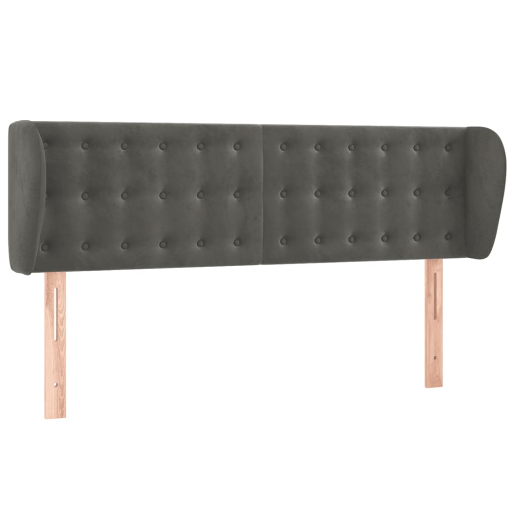 Hoofdbord met randen 147x23x78/88 cm fluweel donkergrijs is nu te koop bij PeponiXL, paradijselijk wonen!