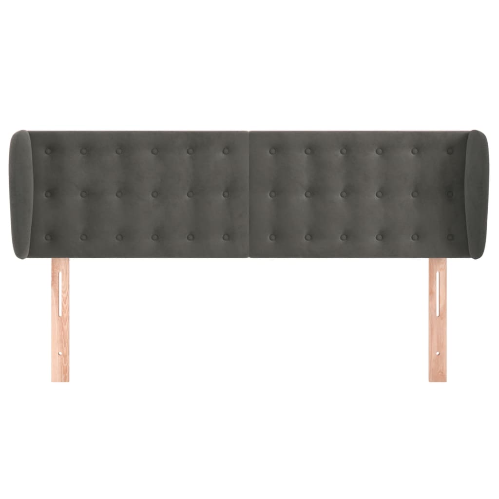 Hoofdbord met randen 147x23x78/88 cm fluweel donkergrijs is nu te koop bij PeponiXL, paradijselijk wonen!