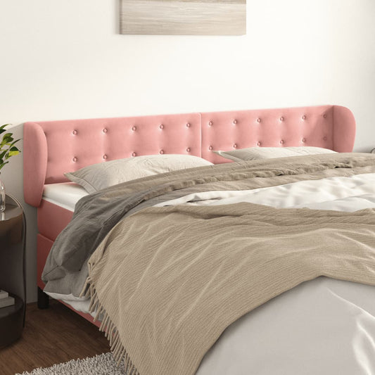 Hoofdbord met randen 183x23x78/88 cm fluweel roze is nu te koop bij PeponiXL, paradijselijk wonen!