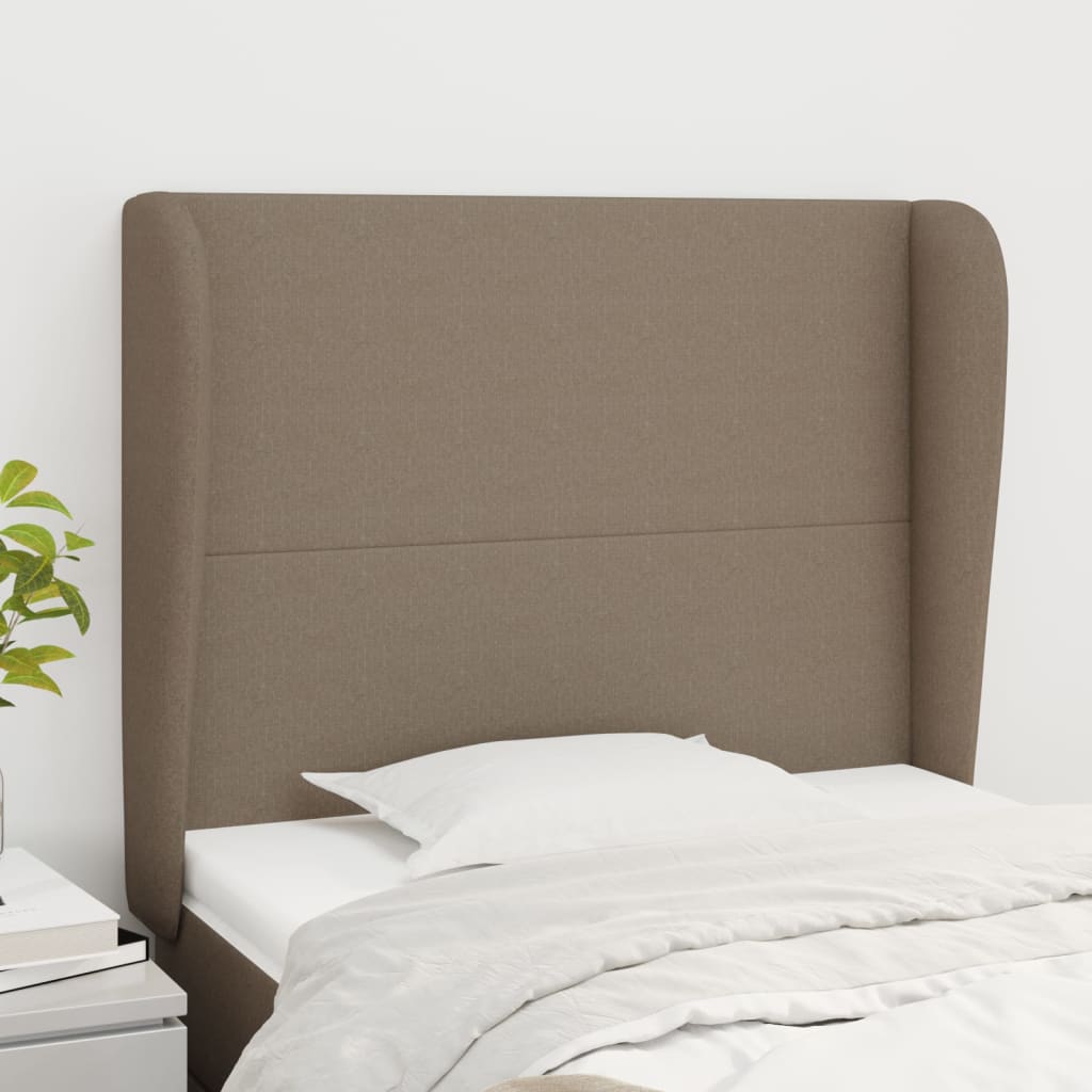 Hoofdbord met randen 83x23x118/128 cm stof taupe is nu te koop bij PeponiXL, paradijselijk wonen!