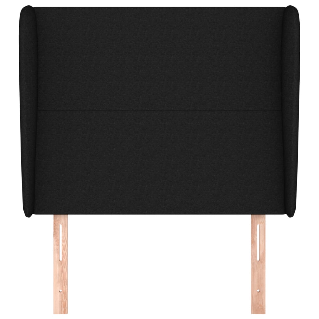 Hoofdbord met randen 93x23x118/128 cm stof zwart is nu te koop bij PeponiXL, paradijselijk wonen!
