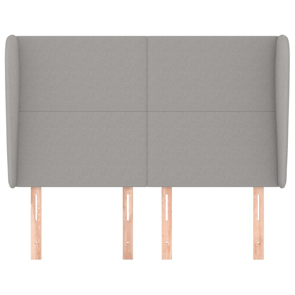 Hoofdbord met randen 147x23x118/128 cm stof lichtgrijs is nu te koop bij PeponiXL, paradijselijk wonen!