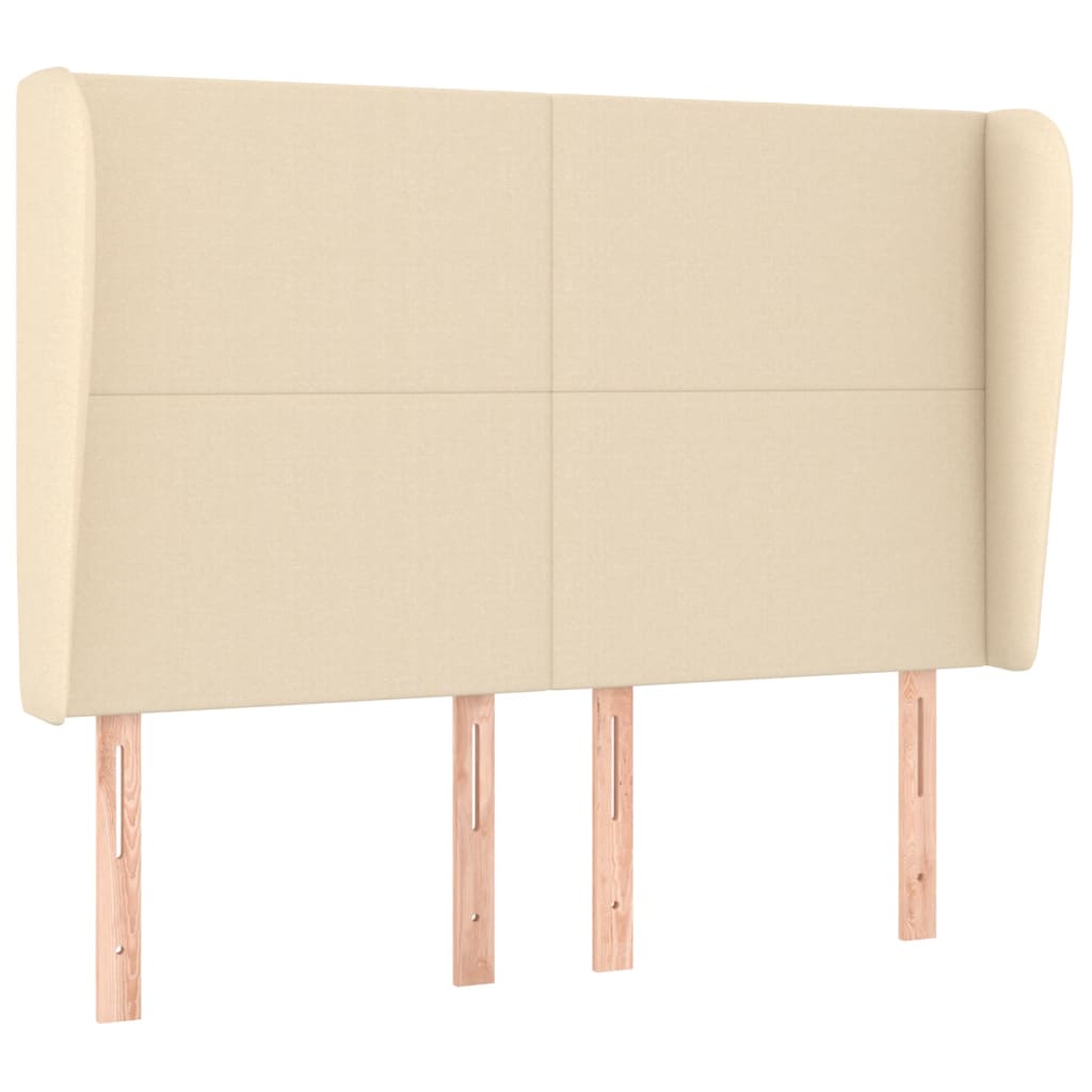 Hoofdbord met randen 147x23x118/128 cm stof crèmekleurig is nu te koop bij PeponiXL, paradijselijk wonen!