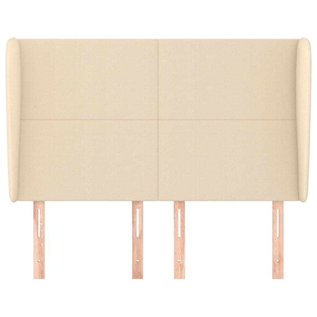 Hoofdbord met randen 147x23x118/128 cm stof crèmekleurig is nu te koop bij PeponiXL, paradijselijk wonen!
