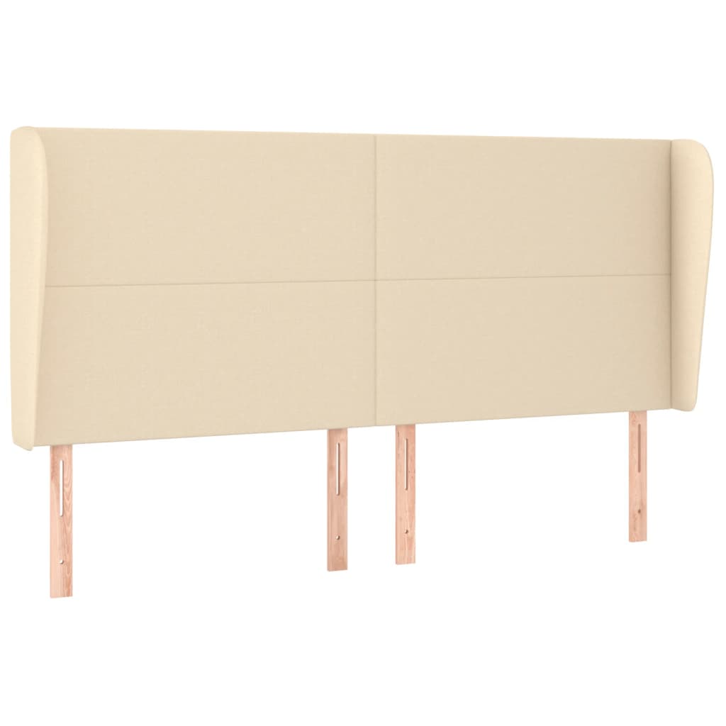 Hoofdbord met randen 183x23x118/128 cm stof crèmekleurig is nu te koop bij PeponiXL, paradijselijk wonen!